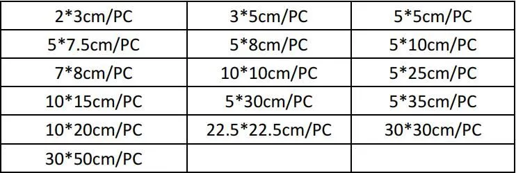 product size